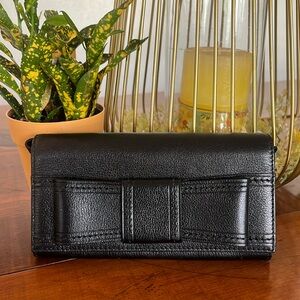 Kate spade black leather wallet with bow